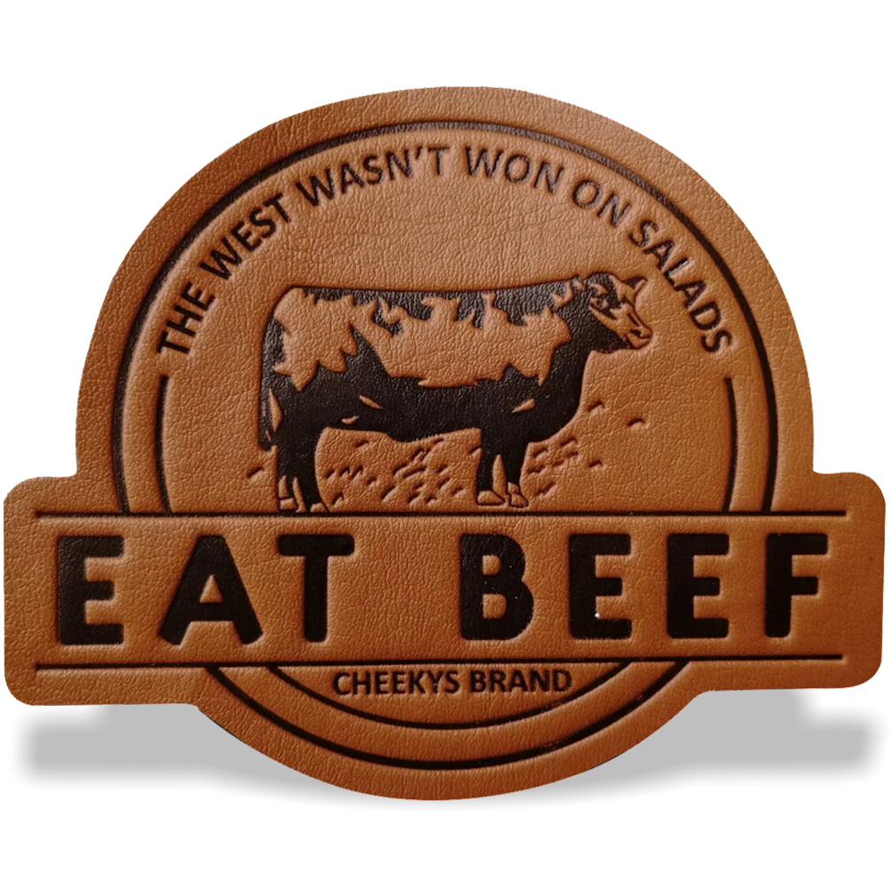 Leather patch embossed debossed