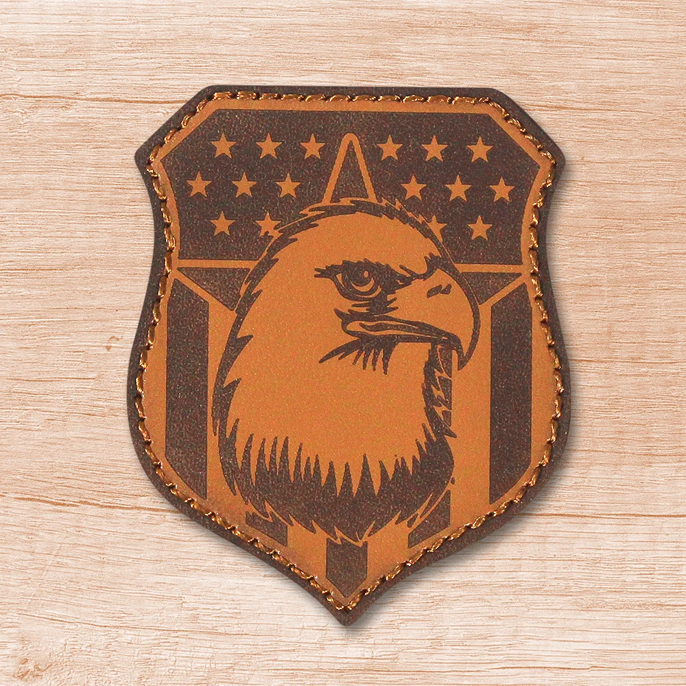 Leather patch engraved eagle