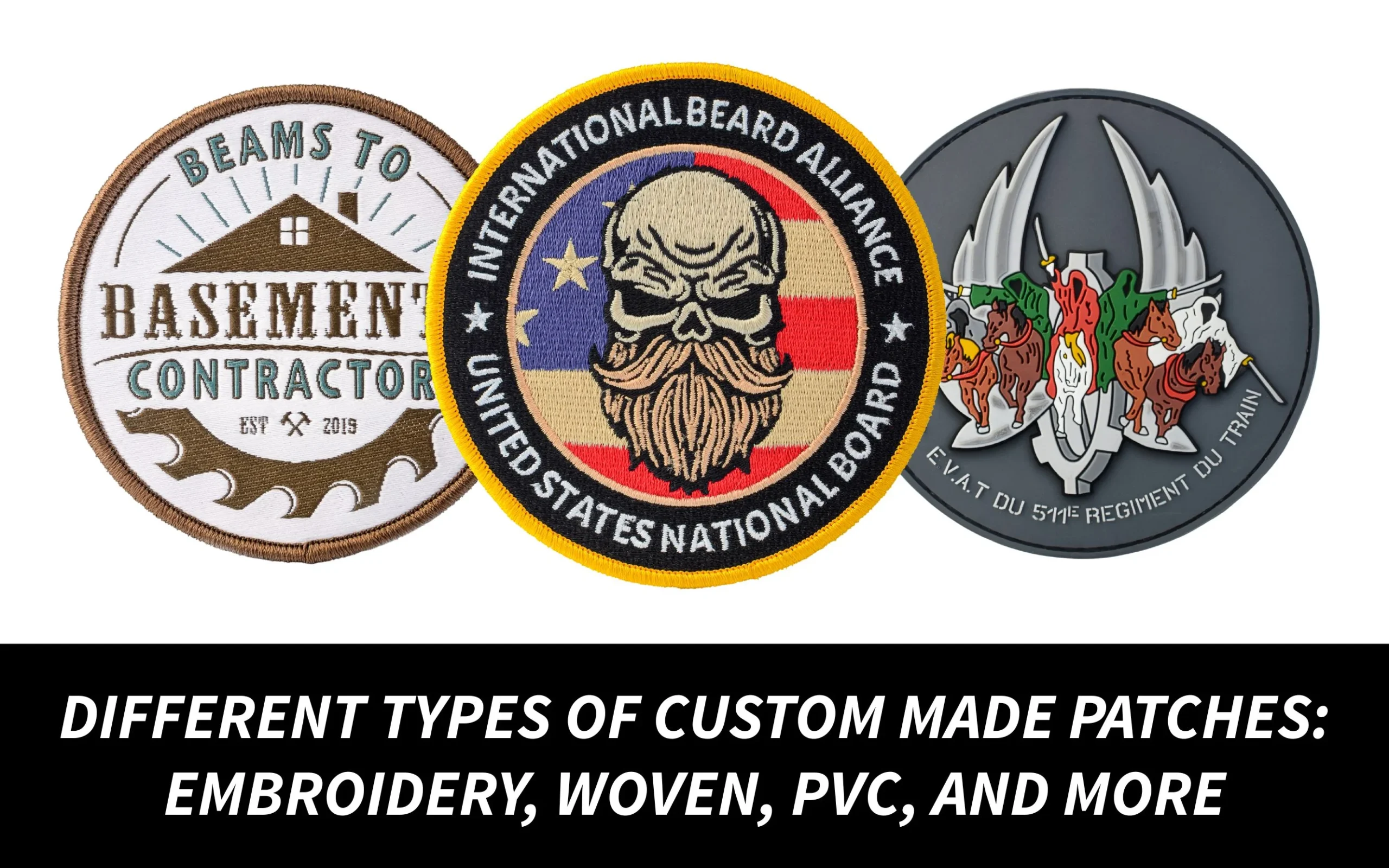 Different Types of Custom Made Patches_ Embroidery, Woven, PVC, and More